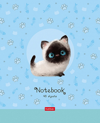 Тетрадь "Hatber", 48л, А5, клетка, на скобе, серия "Кошарики"