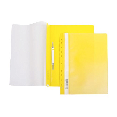 Папка-скоросшиватель пластиковая "Hatber", А4, 140/180мкм, перфорация, прозрачный верх, жёлтая