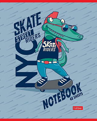 Тетрадь "Hatber", 48л, А5, клетка, лак, на скобе, серия "Croco Boys"