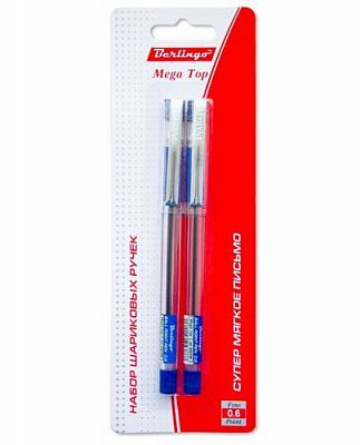 Ручка шариковая "Berlingo" Mega Top 0,6мм с колпачком синие чернила на маслянной основе 2шт в блист