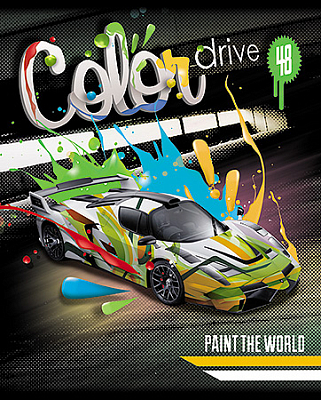 Тетрадь "Hatber VK", 48л, А5, клетка, тиснение, на скобе, серия "Color Drive"