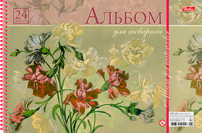Альбом для рисования "Hatber", 24л, А4, 180гр/м2, на спирали, серия "Flower print"