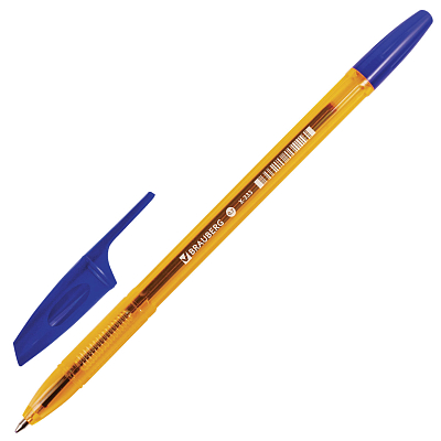 Ручка шариковая "Brauberg Amber X-333", 0,7мм, синяя, оранжевый тонированный корпус
