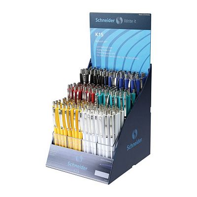 Набор ручек шариковых автоматических "Schneider K15", 0,5мм, синяя, ассорти, 216 штук в дисплей-витр