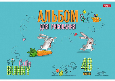 Альбом для рисования "Hatber", 48л, А4, ламинация, тиснение, на скобе, серия "Милый зайка"