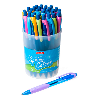 Ручка шариковая автоматическая "Hatber Spring Colors", 0,7мм, синяя, корпус ассорти
