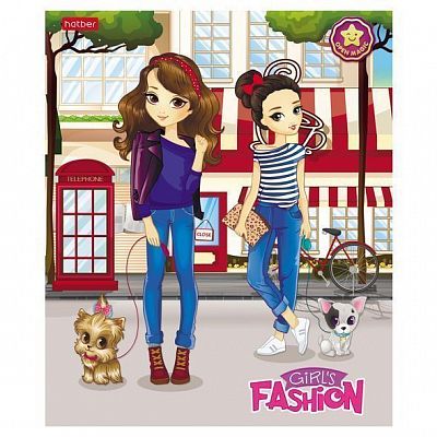Тетрадь "Hatber", 48л, А5, клетка, на скобе, серия "Fashion Girl 4D"