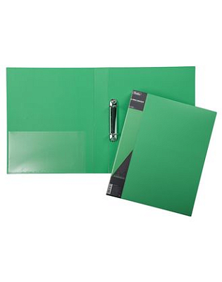 Папка пластиковая "Hatber", А4, на 2-х кольцах, 700мкм, корешок 40мм, серия "Standard - Зелёная"