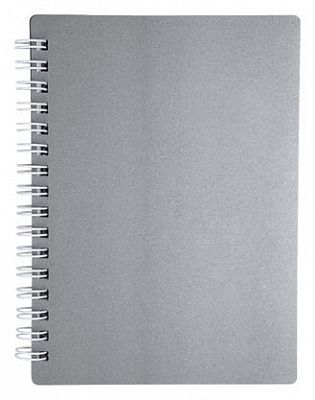Записная книжка "Hatber", 80л, А6, клетка, пластиковая обложка, на гребне, серия "Metallic Серая"