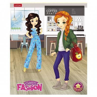Тетрадь "Hatber", 48л, А5, клетка, на скобе, серия "Fashion Girl 4D"