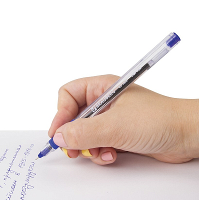 Ручка шариковая "Brauberg Extra Glide GT", 0,7мм, синяя, чернила на масляной основе, резиновый грип, прозрачный корпус