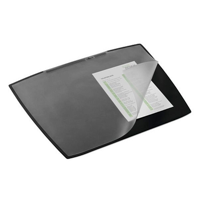 Настольное пластиковое покрытие "Durable", 65x52см, форма трапеции, прозрачный верхний слой, чёрное