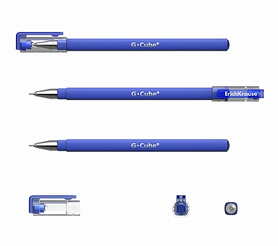 Ручка гелевая "Erich Krause G-Cube", 0,4мм, синяя, игольчатый стержень, синий корпус