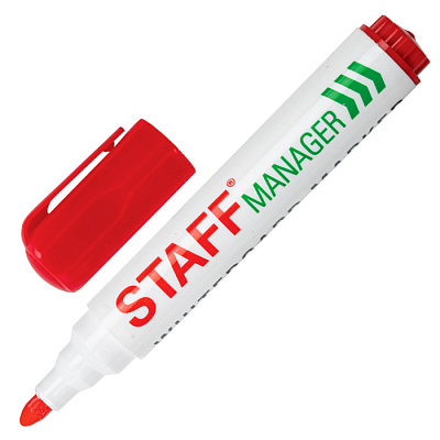 Маркер для доски "Staff Manager WBM-491", 5мм, круглый наконечник, спиртовая основа, красный