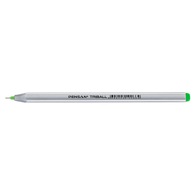 Ручка шариковая "Pensan Triball", 1мм, салатовая, трёхгранный серебристый корпус