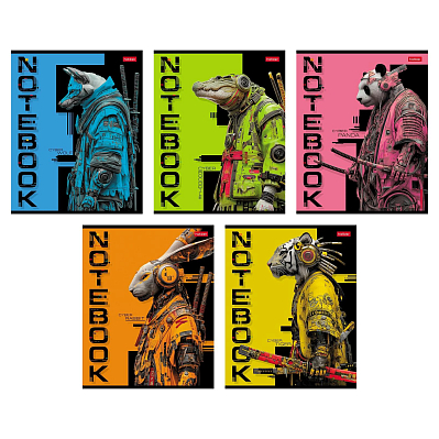 Тетрадь "Hatber", 48л, А5, клетка, на скобе, серия "Cyber Animals"