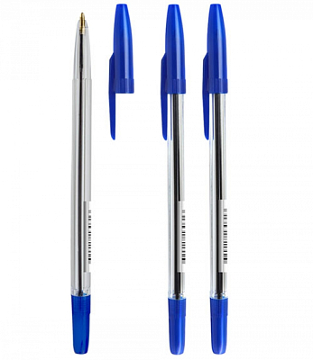 Ручка шариковая "Стамм 511", 1мм, синяя, прозрачный корпус