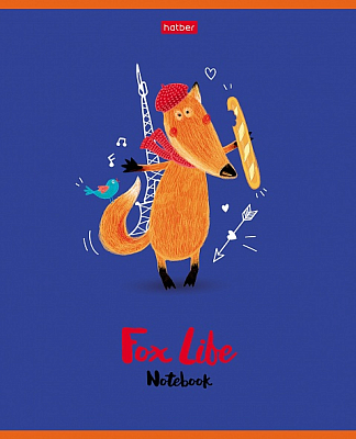 Тетрадь "Hatber", 48л, А5, клетка, лак, на скобе, серия "Funny Fox"