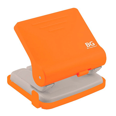 Дырокол "BG Active", пластиковый, 30л, с линейкой, ассорти, в картонной упаковке