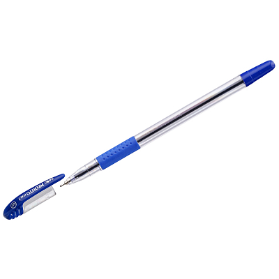 Ручка шариковая "Cello Pronto", 0,7мм, синяя, чернила на масляной основе, резиновый грип, прозрачный корпус