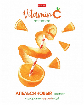Тетрадь "Hatber", 48л, А5, клетка, лак, на скобе, серия "Vitamin C"