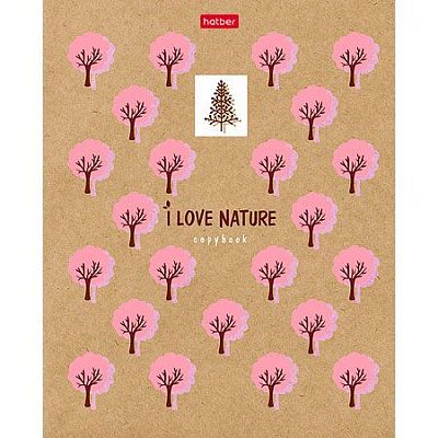 Тетрадь "Hatber Eco", 48л, А5, клетка, лак, обложка крафт, на скобе, серия "I Love Nature"