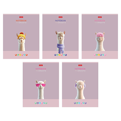 Тетрадь "Hatber", 48л, А5, клетка, ламинация "Soft-Touch", на скобе, серия "Alpaca"