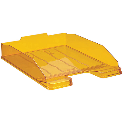 Лоток пластиковый горизонтальный для документов А4 "Стамм Эксперт", 340х255х63мм, тонированный, оранжевый