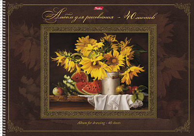 Альбом для рисования "Hatber", 40л, А3, жёсткая подложка, на спирали, серия "Подсолнухи"