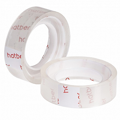 Набор клейких канцелярских лент "Hatber", 12мм, 10м, 38мкм, прозрачных, 12шт в упаковке
