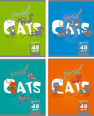Тетрадь ученическая "BG" 48л А5 в одну линию"Cats" (ассорти) матовая ламинация, выборочная лакировка