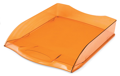 Лоток пластиковый горизонтальный для документов А4 "Hatber", 340x280x70мм, тонированный, оранжевый