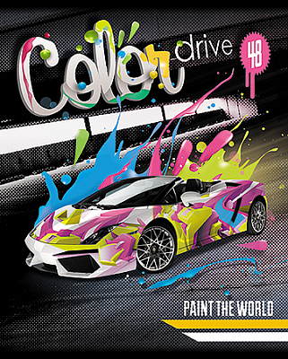 Тетрадь "Hatber VK", 48л, А5, клетка, тиснение, на скобе, серия "Color Drive"