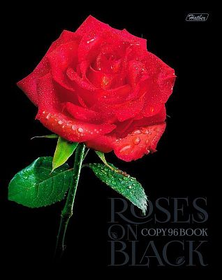 Тетрадь "Hatber", 96л, А5, клетка, 3D лак и фольга, ламинация, на скобе, серия "Roses on Black"