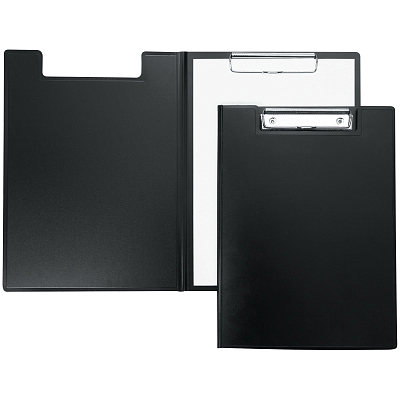 Папка-планшет пластиковая "Berlingo", А4, 100л, 1500мкм, металлический зажим, с крышкой, чёрная