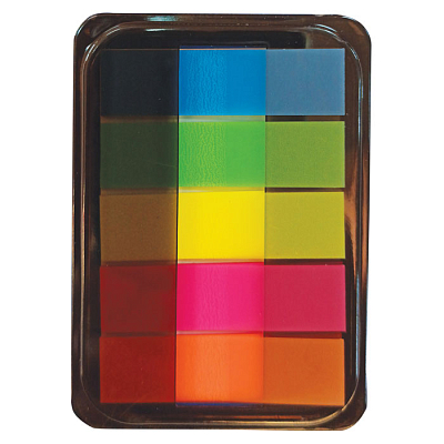 Набор закладок пластиковых "BG", 45x12мм, 20л, 5 цветов неон, клеевой край, в диспенсере
