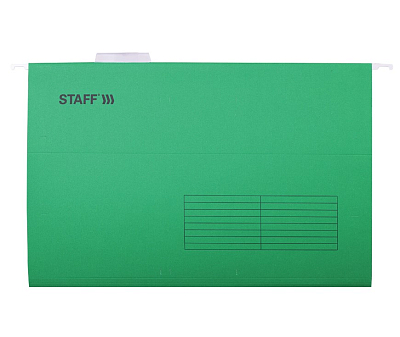 Папка картонная подвесная для документов "Staff", A4/Foolscap, 404х240мм, 80л, 200гр/м2, V-образная, зелёная