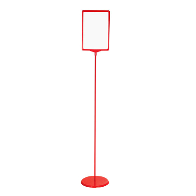 Стойка стальная напольная для размещения информации "Brauberg", А4, высота 1м, красная