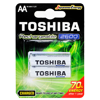 Батарейки аккумуляторные "Toshiba", 2600mAh, АА, 2 штуки в блистере