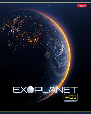Тетрадь "Hatber", 80л, А5, клетка, ламинация, на скобе, серия "Exoplanet"
