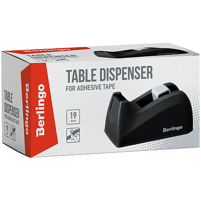 Диспенсер настольный для клейкой канцелярской ленты "Berlingo", ширина ленты до 19мм, чёрный, в картонной упаковке
