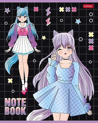 Тетрадь "Hatber", 48л, А5, клетка, лак, на скобе, серия "Неко-Тян"