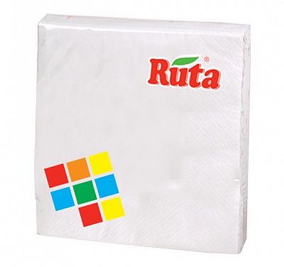Бумажные салфетки "Ruta", 33х33см, 3 слоя, белые, упакованы по 20шт