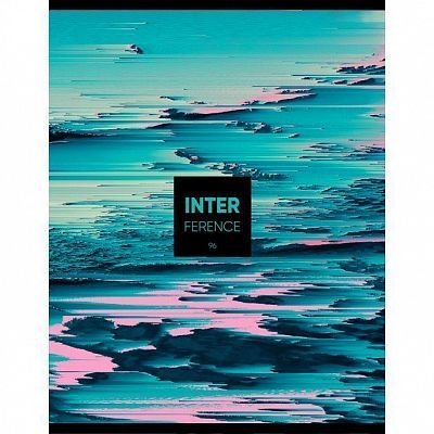 Тетрадь общая "BG", 96л, А5, клетка, лак, на гребне, серия "Interference"