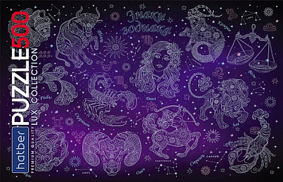 Пазлы "Hatber Premium", 500 элементов, А2, 480х330мм, 3D фольга, ламинация, серия "Lux -Знаки зодиака"