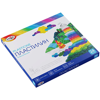 Пластилин "Гамма", 24 цвета, 480гр, стек, серия "Классический", картонная упаковка