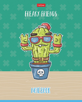 Тетрадь "Hatber", 40л, А5, клетка, на скобе, серия "Freaky Friends"