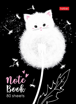 Бизнес-блокнот "Hatber", 80л, А6, клетка, ламинация, твёрдый переплёт, серия "Одуванчиковые коты"