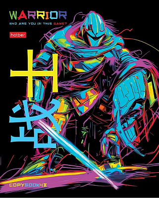 Тетрадь "Hatber", 48л, А5, клетка, ламинация, на скобе, серия "Color Warrior"