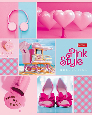 Тетрадь "Hatber", 48л, А5, клетка, ламинация, на скобе, серия "Pink Style"